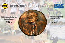 Werbebanner zum Hermann-Neuberger-Preis 2024 mit der Hermann Neuberger Plakette