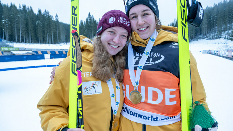 IBU PARA BIATHLON WORLD CHAMPIONSHIPS / POKLJUKA 2025 Para-Biathleting Johanna Recktenwald mit ihrem Guide Emily Weiss